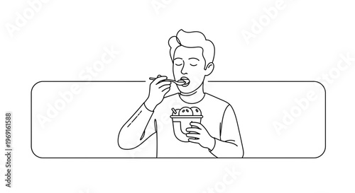 Illustrative depiction of a person savoring a delightful dessert experience