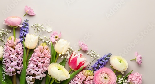 Delicate pastel floral arrangement with a spacious upper area