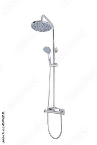 Silver Shower Head on White Background