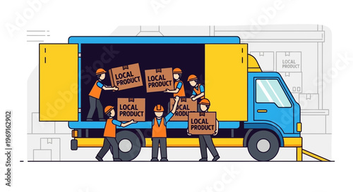 Yellow forklift truck isolated on white background for cargo transport and industrial use