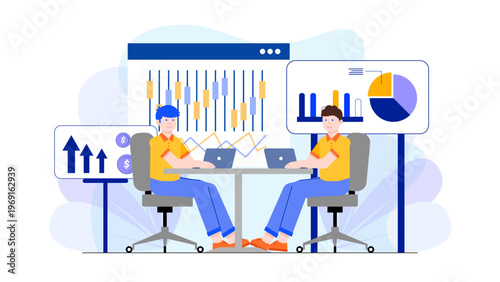 Business team conducting market positioning and competitor analysis