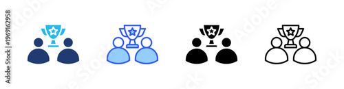 Win Win Multiple Style Icon Set Collection Pack Web Banner Vector 