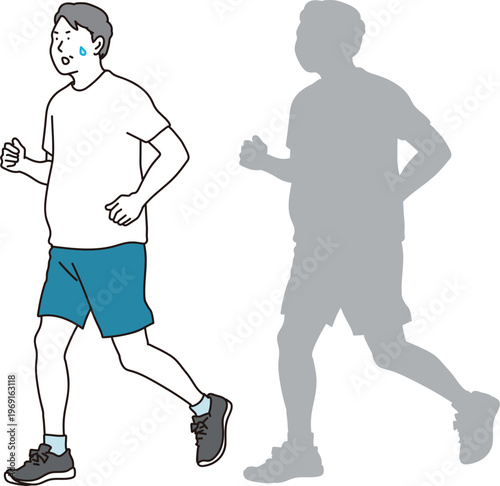 中年太りの解消で走る男性のイラスト素材