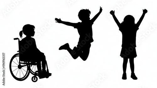 Children with disabilities enjoying a moment of joy and freedom together outdoors