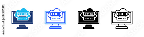 Virtualization Multiple Style Icon Set Collection Pack Web Banner Vector 