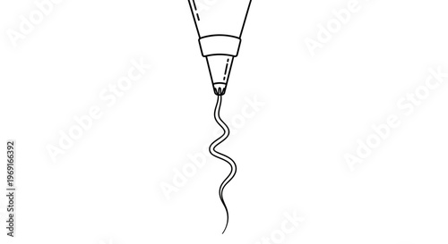 Detailed outline drawing of a piping bag dispensing a perfect wavy swirl of delectable frosting.