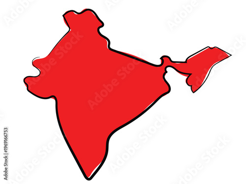 A map of India in a continuous line drawing style.