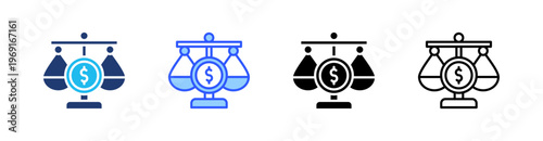 Financial Stability Multiple Style Icon Set Collection Pack Web Banner Vector 