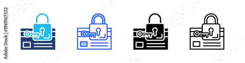 Credit Access Multiple Style Icon Set Collection Pack Web Banner Vector 