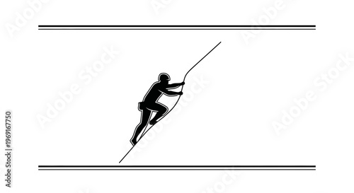 Dynamic vector illustration of a climber ascending a steep incline, depicting aspiration and
