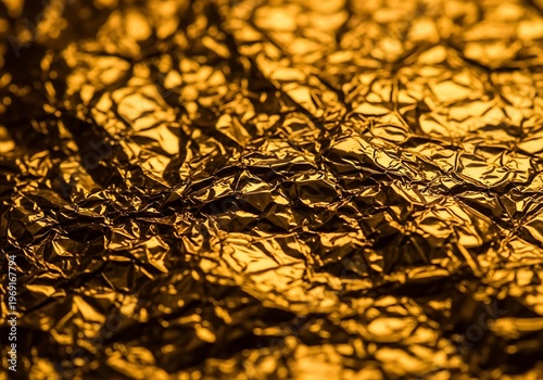 Golden Metallic Crumpled Texture Background for Elegant Designs