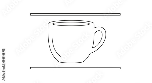 Minimalist coffee cup icon simple line art design element white background illustration