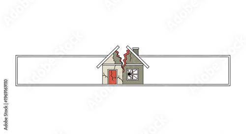 Architectural fracture indicating housing collapse and family division challenges within modern