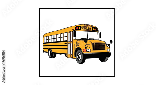 Vibrant yellow school bus illustration representing student transport and daily educational journeys