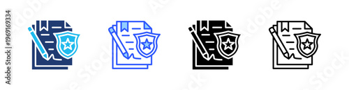 Warrant Multiple Style Icon Set Collection Pack Web Banner Vector 