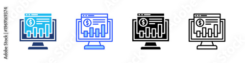 Stock Market Multiple Style Icon Set Collection Pack Web Banner Vector 