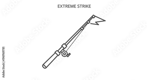 Minimalist fishing rod illustration for outdoor sport and leisure activities concept graphic