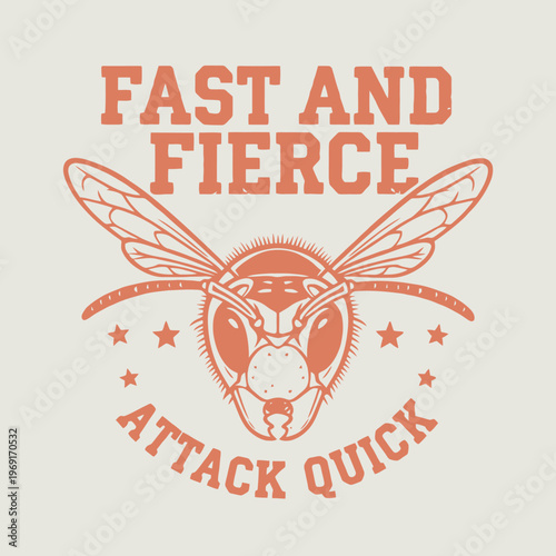 Wasp Insect Face Closeup Illustration.