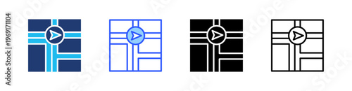 Navigation Multiple Style Icon Set Collection Pack Web Banner Vector 