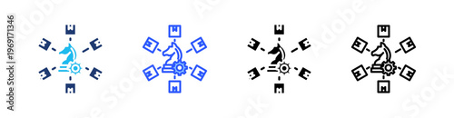 Distribution Strategy Multiple Style Icon Set Collection Pack Web Banner Vector 