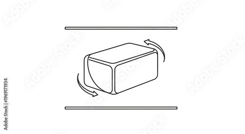 Iconic visual representation of an object's rotational movement within a constrained space