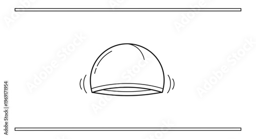 Minimalist black and white line illustration of a swimming cap for aquatic sports and recreational