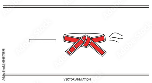 Dynamic vector illustration of a red martial arts belt signifying dedication and achievement in