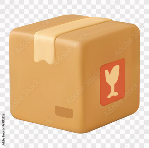 Logistics and Warehouse Vector Icon Set | 3D icon set | a large fragile box