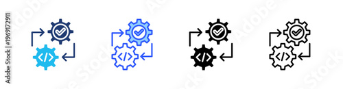 Integration Testing Multiple Style Icon Set Collection Pack Web Banner Vector 