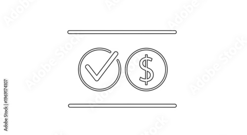 Clear financial approval icon with confirmed payment and verified expenditure elements