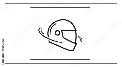 Sleek minimalist icon of a full-face motorcycle helmet emphasizing swift movement and safety