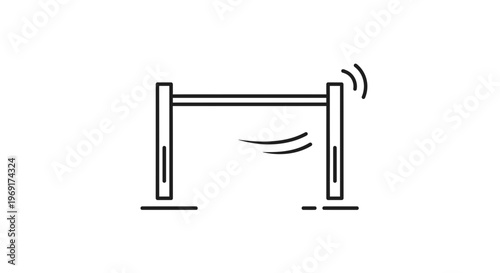 Minimalist line icon illustrating fitness training equipment with dynamic motion and sound waves