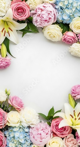 Pastel blooms floral arrangement with delicate roses and lilies