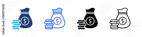 Wealth Multiple Style Icon Set Collection Pack Web Banner Vector 