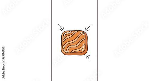 Stylized illustration of a delicious square food item with wavy texture and fresh appeal