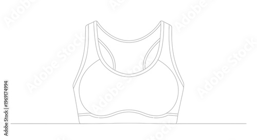 Minimalist line art illustration of a women's athletic sports bra for active lifestyle and fitness