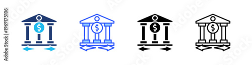 Fiscal Multiple Style Icon Set Collection Pack Web Banner Vector 