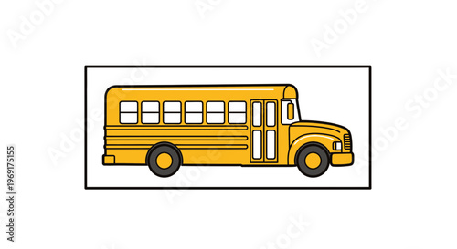 Bright yellow school bus illustration symbolizing education and child transportation safely