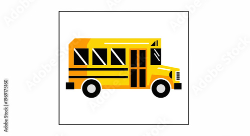 Vibrant yellow school bus graphic design for educational journey transportation