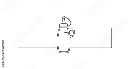 A simple line art illustration of a kitchen squeeze bottle for condiments or oil on white background