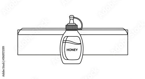 Clean graphic illustration of a honey squeeze bottle, ideal for culinary or minimalist design