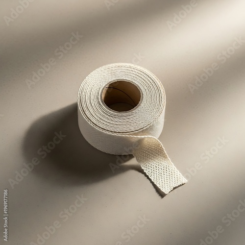 Roll of woven medical tape, cast padding, with textured surface