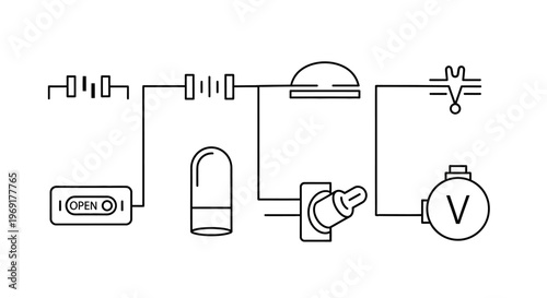 Electric Circuit with Light Bulb.