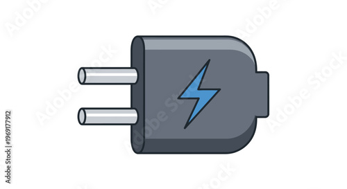 Electric plug with blue lightning bolt.