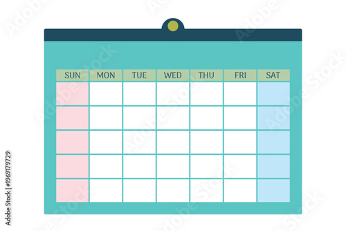 シンプルでフラットな無地の壁掛けカレンダーイラスト