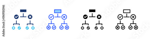 Decision Tree Multiple Style Icon Set Collection Pack Web Banner Vector 