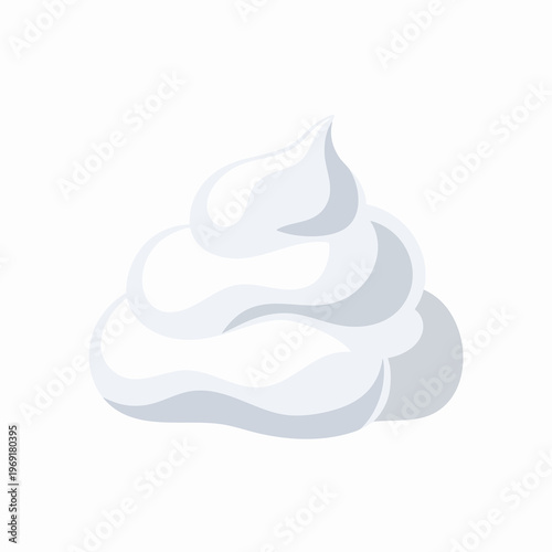 A swirling dollop of white whipped cream, with soft shadows