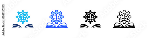 Reinforcement Learning Multiple Style Icon Set Collection Pack Web Banner Vector 