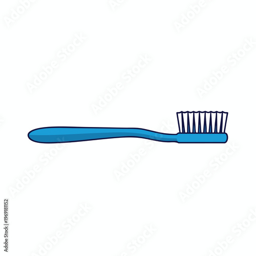 A simple blue toothbrush with a rounded handle and bristles