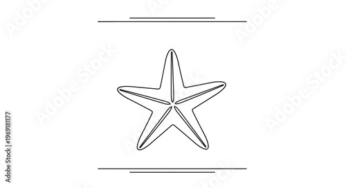 Elegant single continuous line drawing of a starfish showcasing marine life simplicity on a clean
